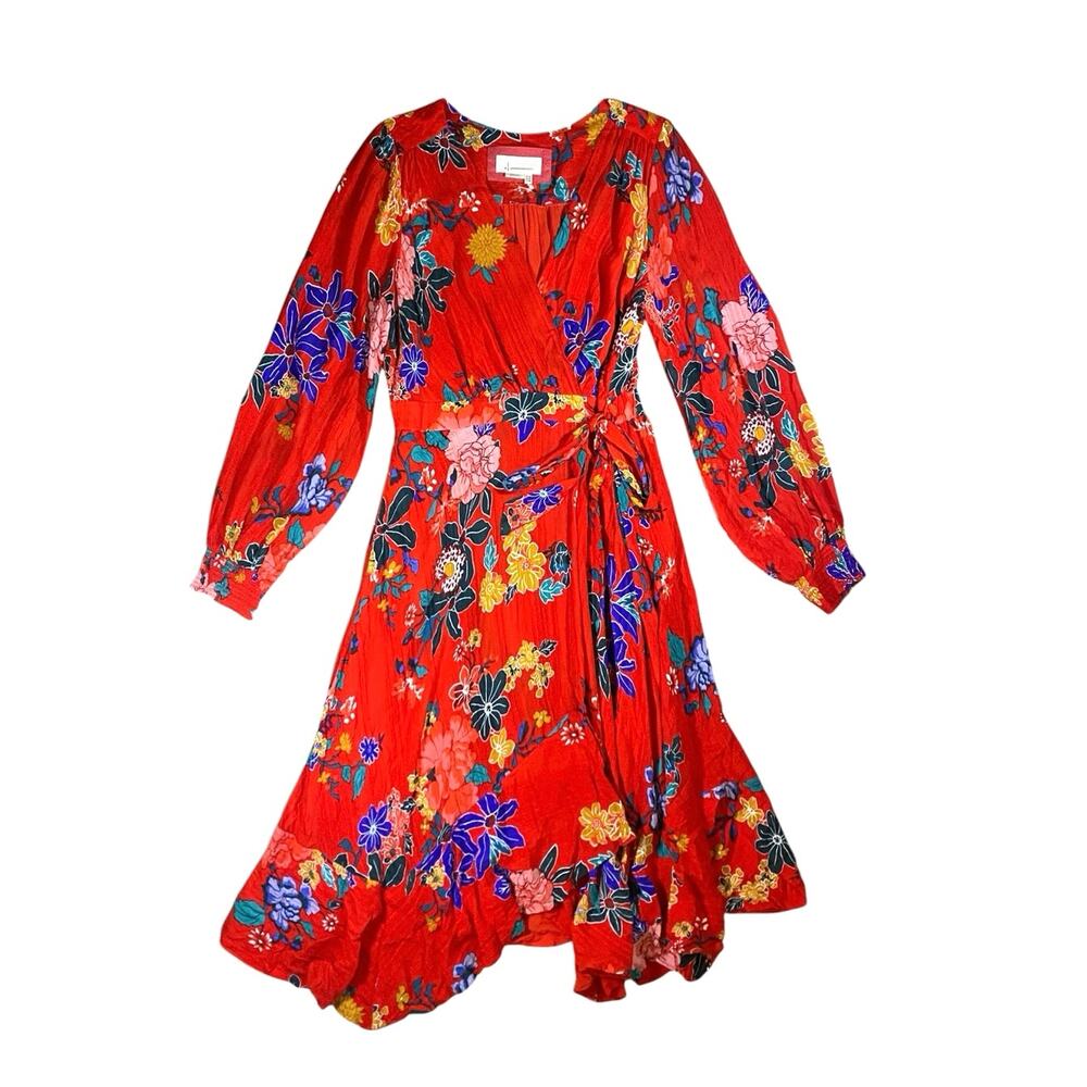 Anthropologie Boswell Floral Wrap Tunic Dress - 14 - Picture 2 of 6